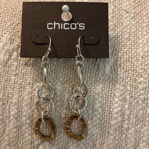 0164-Chico's Silver and Gold Dangle Earrings